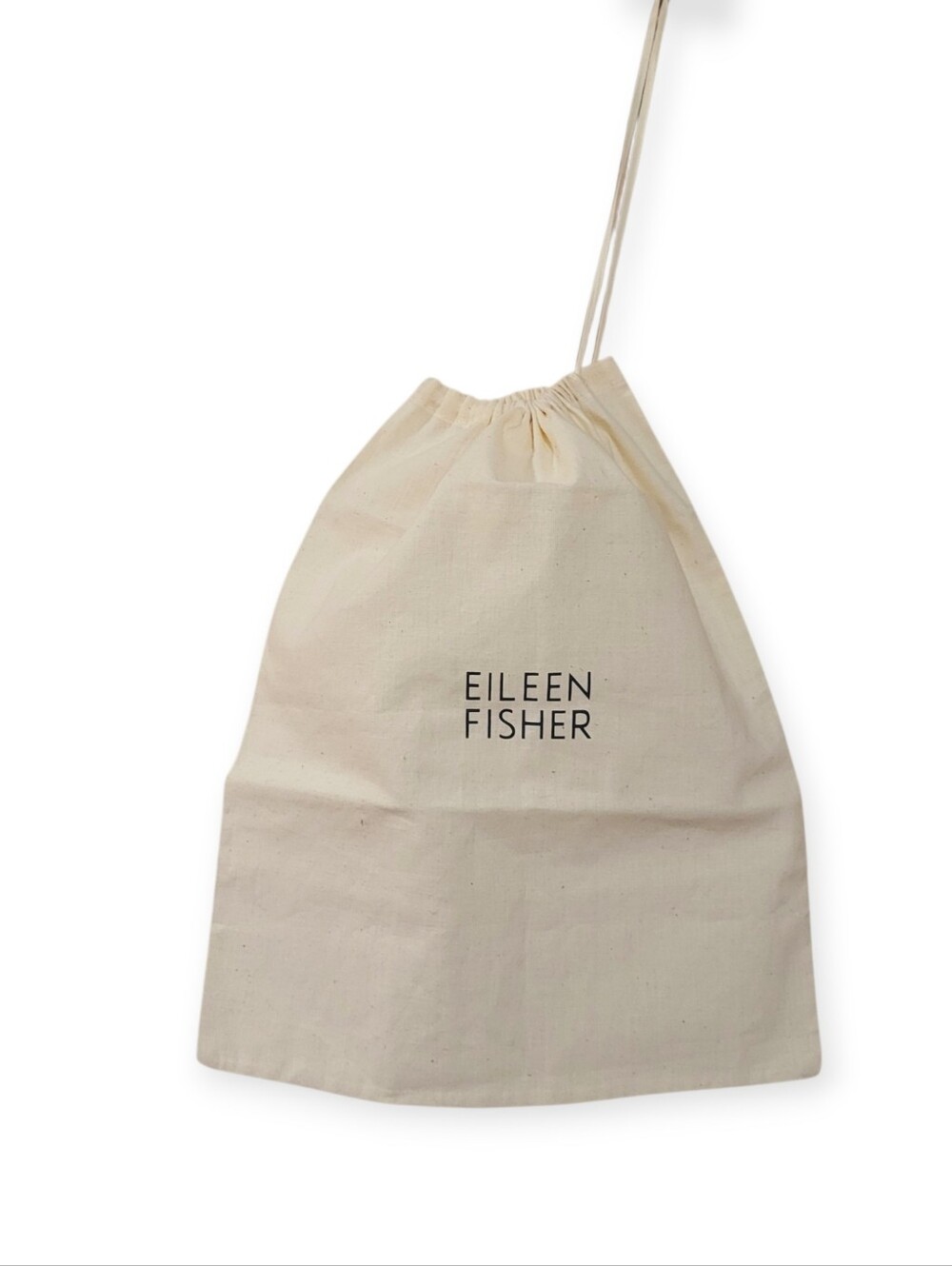 Eileen Fisher Organic Cotton Cream Canvas Drawstring Bag with Logo 11.5" X 13.75